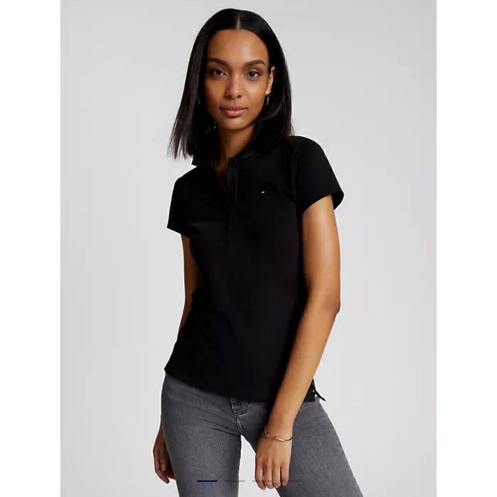 Tommy Hilfiger Black Short Sleeve Polo Shirt Size L